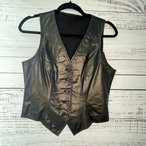 Tannery West Black Leather Vest